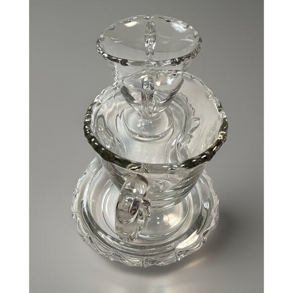 Vintage Fostoria Clear Glass Century Pattern Creamer & Sugar Set With Tray - Picture 4 of 4